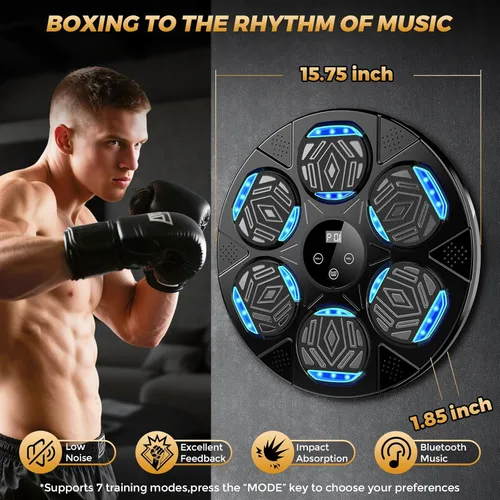 Miniatura 2 de LOLBOX Music Boxing Machine for Adults & Kids - Smart Punching Machine with Boxing Gloves, Wall Boxing Punching Pad for Home, Office, Gym