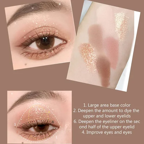 Miniatura 3 de Paleta de sombras de ojos de 6 colores mate y brillante, sombras de ojos mezclables y duraderas Sombra de ojos mezclable y construible Maquillaje