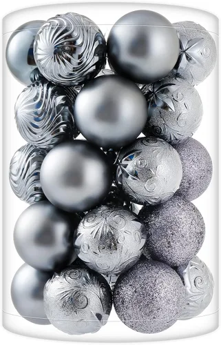 Miniatura 51 de 34 piezas Adornos de bola de Navidad azul bebé irrompibles de plástico para árbol de Navidad, decoraciones para fiesta de Navidad, oficina en casa