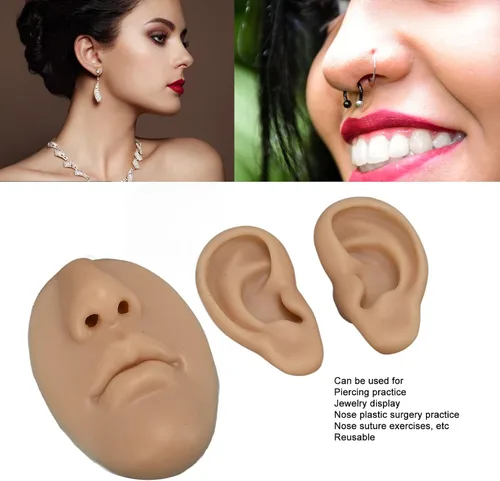 Miniatura 3 de Modelo de silicona para nariz, modelo de entrenamiento de piercing, modelo de oreja de silicona para principiantes, modelo de nariz y boca 3D