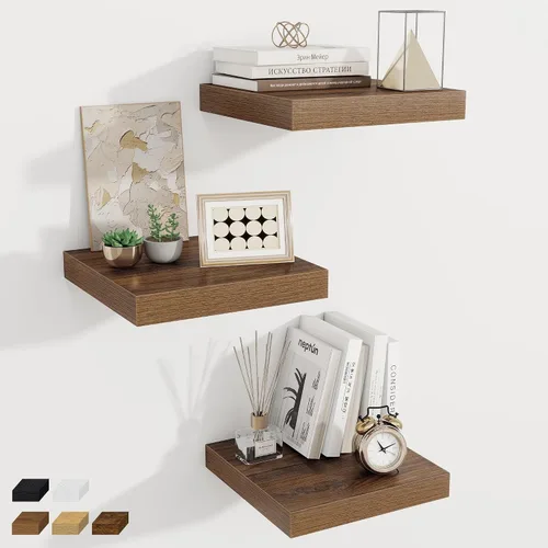 Miniatura 94 de Fun Memories Estantes flotantes de 12 pulgadas de profundidad, estantes de pared de madera de 16 x 12 pulgadas, estante de almacenamiento rústico