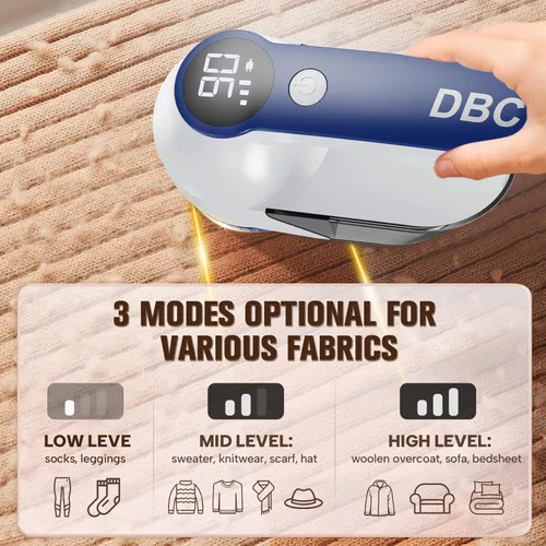 Miniatura 4 de DBC Quitapelusas de tela con motor potente de 15000 r/min, pantalla LED, 3 velocidades, cuchillas de 6 hojas, cabezal de afeitado grande removedor