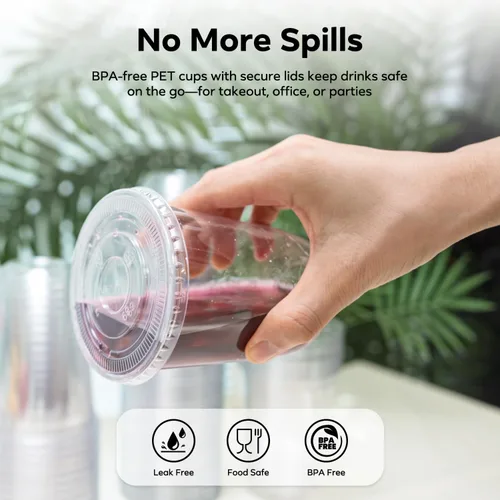 Miniatura 4 de 50 vasos de plástico transparente de 12 onzas con tapas y pajitas verde oscuro, fondo redondo desechables para llevar tazas de café helado, tazas