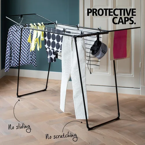 Miniatura 8 de Brabantia HangOn - Tendedero de ropa 59 pies (59.1 ft) Negro mate Aireador de ropa interior mediano, soporte de lavandería plegable