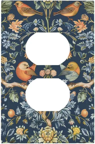 Miniatura 95 de Cubiertas de Salida Triple Basculante con Hojas de Plantas de Eucalipto Azul en Acuarela Floral, Placa Frontal Decorativa de 3 Posiciones, Cubierta