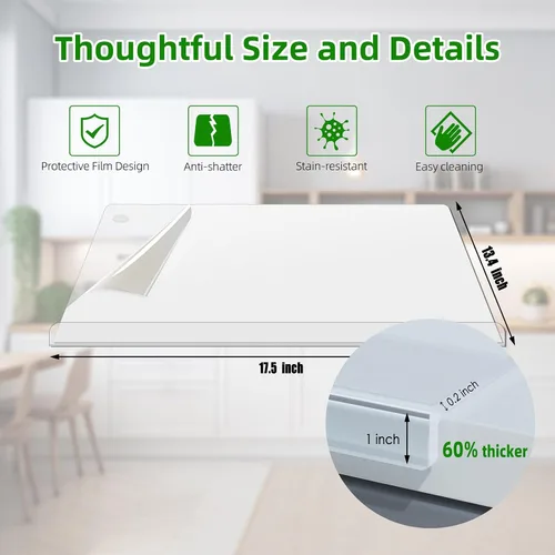 Miniatura 6 de SWSKR Tabla de cortar acrílica con borde de encimera, tabla de cortar transparente de 17.5 x 13.5 pulgadas para encimera de cocina, antideslizante