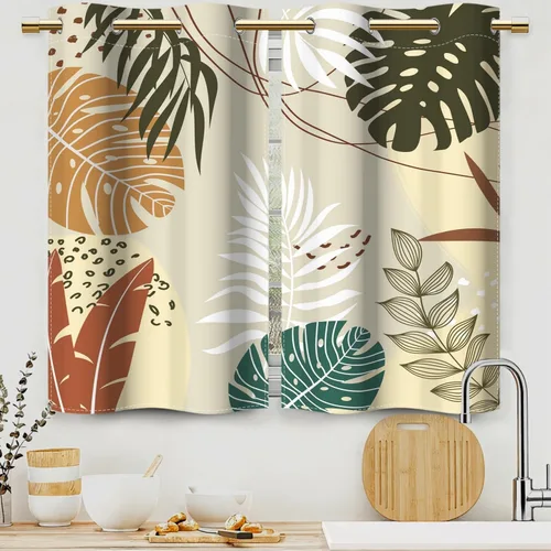 Miniatura 9 de Cortinas bohemias de cocina, diseño abstracto de mediados de siglo, arco negro, cortinas rústicas cortas para ventana de comedor, caravana, 21 x 45
