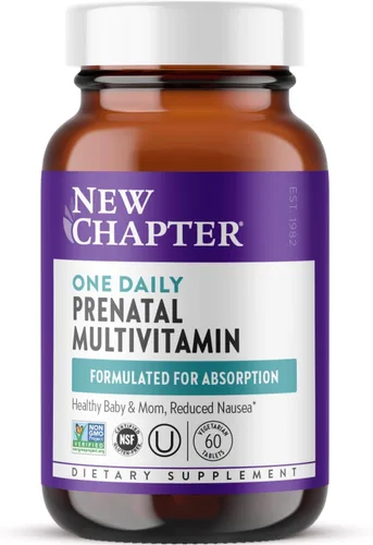 New Chapter Vitaminas multivitamínico prenatal con metilfolato + colina para mamá saludable bebé, uno diario, 60 unidades