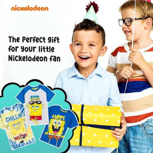 Miniatura 4 de Nickelodeon Spongebob or Rugrats 3 Pack Boy's Graphic Tees, Cute Short Sleeve T-Shirts for Boys Pack of 3