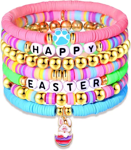 Miniatura 211 de Surfer Heishi - Pulseras apilables para mujer, apilables, de vinilo arcoíris, disco de arcilla, pulseras elásticas para la amistad, joyería bohemia