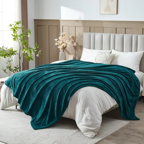 Miniatura 14 de NEWCOSPLAY Manta de Tiro Súper Suave Aqua Franela Sedosa Premium Fleece con Patrón de Hojas Ligera Manta de Cama para Uso en Todas las Estaciones