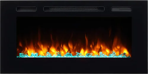 Miniatura 9 de PuraFlame Alice - Chimenea eléctrica de 50 pulgadas empotrable, montaje enrasado para 2 x 6 pernos, juego de troncos y cristal, calentador de 1500