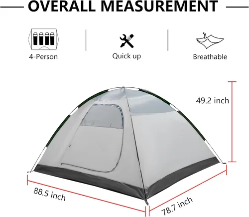 Miniatura 3 de ASFANES Screened Camping Tent, 3-4 Person Waterproof, Haven Tent, Backpack Double Layer Shelter, Easy Setup and Portable for Outdoor, Picnic or
