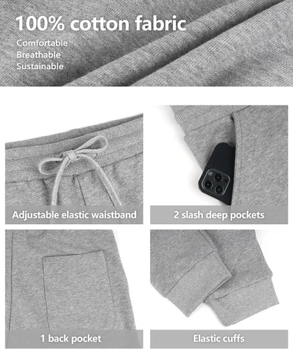 Miniatura 3 de Zylioo Pantalones deportivos altos para mujer, pantalones deportivos de algodón extra largos para mujeres altas, pantalones deportivos