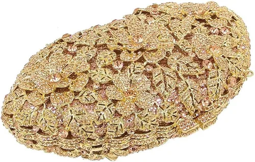 Miniatura 7 de Boutique De FGG Bolso de noche de flores de embrague de cristal de lujo para mujer, bolso de boda nupcial, bolso
