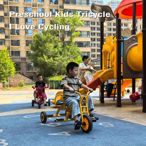 Miniatura 4 de Triciclos en Tándem para Niños de 3 a 5 Años, Triciclo de Pedal Preescolar para Juego Grupal en el Patio, Marco de Metal Resistente, Neumáticos
