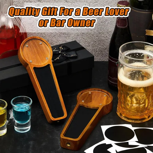 Miniatura 7 de Marsui Paquete de 8 pizarras de madera para cerveza, mango de barril para Kegerator con logotipo intercambiable y 8 bolígrafos, bar, restaurante