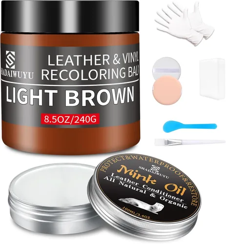 Miniatura 11 de Bálsamo restaurador de color para cuero, 8.5 onzas, kit reparador para muebles e interiores de autos, pintura para cuero ideal para arañazos, cuero