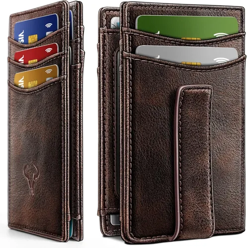 Miniatura 32 de BULLIANT Billetera Airtag para hombre, delgada con clip para dinero, cierre magnético, 12 tarjetas en el bolsillo frontal, bloqueo RFID