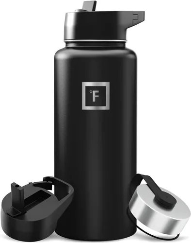 Miniatura 86 de IRON °FLASK Frasco de hidratación para acampar y senderismo con pajilla, botella de agua deportiva de acero inoxidable con aislamiento de boca