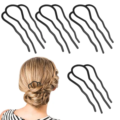 Gjinxi Peines laterales para el cabello, pinzas de horquilla de metal, 4 piezas, horquillas francesas para moños, peinados, en forma de U, 4 puntas,