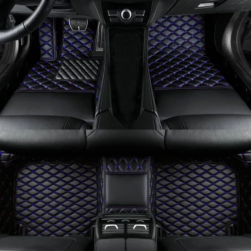 Miniatura 8 de Personaliza las alfombrillas de cuero de lujo de protección para todo tipo de clima para automóviles, SUV y camiones según el modelo automotriz azul