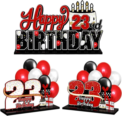 Miniatura 81 de LINGTEER Feliz 10º Cumpleaños Juego de Centros de Mesa de Acrílico Azul para Mesa - Brindemos por Diez Años Decoraciones de Regalo de Fiesta de 10º