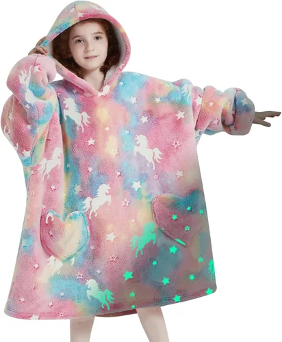 Miniatura 18 de Mewkou Manta con Capucha Portátil para Niños Sudadera con Capucha de Sherpa Extra Grande para Niños, Niñas y Niños Pequeños de 2 a 6 años