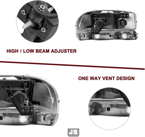 Miniatura 8 de JSBOYAT 6 PCS Compatible con GMC Sierra 1999-2002 Yukon 00-06 Conjunto de Faros Delanteros y Antiniebla de Repuesto Juego de Par Negro