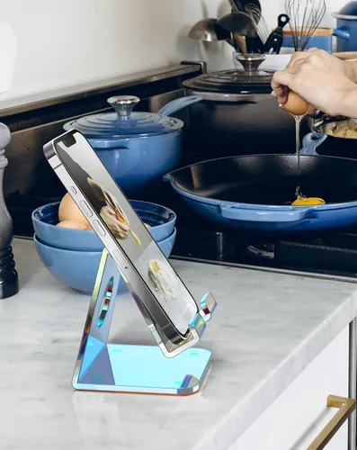 Miniatura 5 de Soporte acrílico para teléfono, soporte transparente para escritorio de oficina, tocador, encimera de cocina, mesita de noche, compatible con iPhone