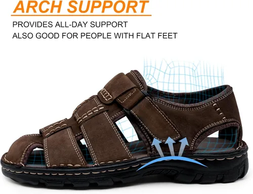 Miniatura 3 de Jousen Men's Sandals Leather Open Toe Beach Sandal Outdoor Summer Sport Hiking Sandals
