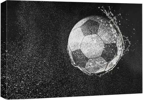 Miniatura 17 de .Wall26, lienzo de pared con pintura de pelota de tenis sobre piso de cancha. Balón de fútbol