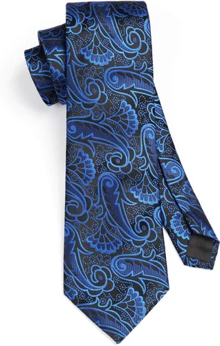 Miniatura 198 de HISDERN Corbatas para hombre, corbata de cachemira y bolsillo cuadrado tejido clásico floral para hombre, corbata de fiesta de boda
