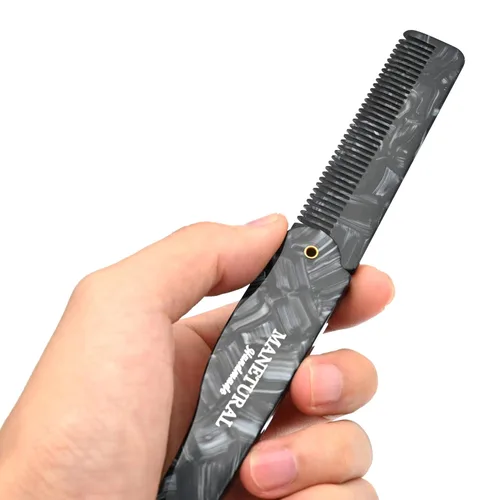 Miniatura 3 de Peine de bolsillo de dientes finos de 80 L, peine de pelo de 6.4 pulgadas para mujeres, niños, cuidado de la barba y el bigote, corte de sierra