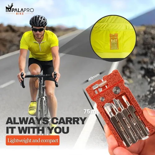 Miniatura 6 de IMPALAPRO Kit de herramientas para bicicleta portátil 20 en 1, compacto y ligero (4.14 oz) cromo-vanadio (CRV) - Multiherramienta para bicicleta