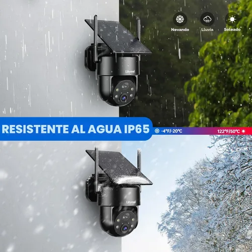Miniatura 9 de LITYMOL Cámaras de seguridad WiFi 2K 2.4g inalámbricas para exteriores, cámaras solares de vista 360° para seguridad del hogar, visión nocturna a