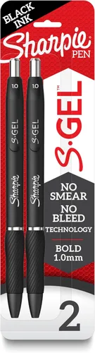 Sharpie S-Gel, bolígrafos de gel, punta gruesa (0.039 pulgadas), bolígrafo de gel de tinta negra, 2 unidades