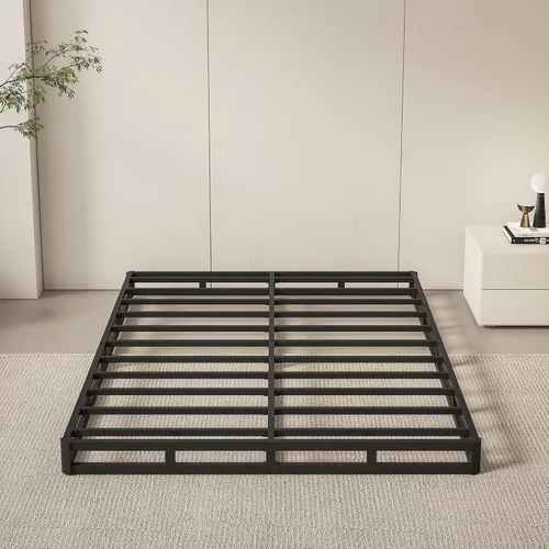 Miniatura 6 de Base de cama tamaño Queen con somier, perfil bajo de 5 pulgadas, base de colchón de metal de servicio pesado de 3000 libras con funda de tela, fácil