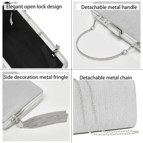Miniatura 2 de Elegante bolso de noche para mujer, con cadena con flecos, bolso cruzado para fiesta, boda