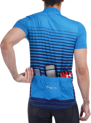 Miniatura 2 de Spotti Playera de manga corta para ciclismo de hombre con 3 bolsillos traseros, transpirable, secado rápido