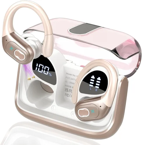 Miniatura 19 de Auriculares inalámbricos Bluetooth 5.4 de 75 horas para deporte, auriculares Bluetooth 2025 estéreo con graves profundos sobre la oreja con ganchos