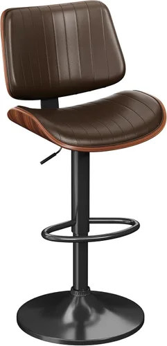 Miniatura 33 de YaFiti Adjustable Bar Stools, Modern Swivel PU Leather Counter Height Chairs with Backrest, Armless Kitchen Island Stools, Black 1 PCS