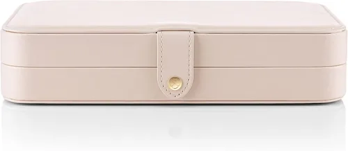 Miniatura 8 de Vlando Joyero de viaje para mujer, organizador de joyas de cuero portátil, para collares, aretes, anillos, pulseras, tamaño pequeño, regalos