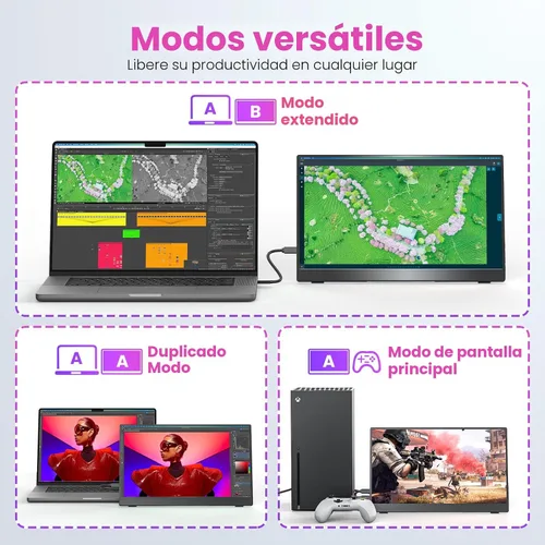 Miniatura 7 de Upperizon Monitor portátil de 15.6 pulgadas FHD 87% sRGB 60Hz IPS HDR HDMI USB-C Monitor de viaje para laptop, MacBook, PC, Surface PS5 Xbox