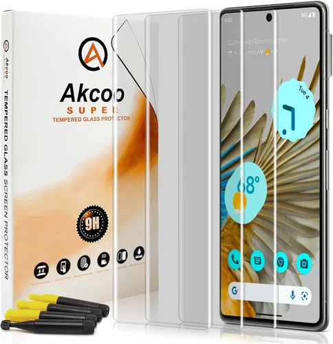 Paquete de 3 protectores de pantalla para Pixel 7 Pro, vidrio templado [juego UV], adhesivo de pantalla completa de borde a borde [reparación de