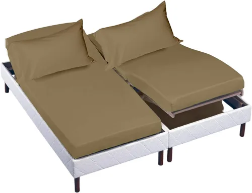 Miniatura 56 de Cottingon Juego de sábanas de 4 piezas de tamaño King con cabezal flexible, sábanas divididas de 34 pulgadas para camas ajustables con números