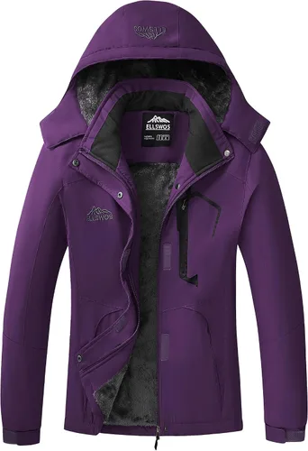 Miniatura 8 de ELLSWOS - Abrigos de invierno para mujer, resistentes al agua, chaqueta de esquí, abrigos cálidos para la nieve, cortavientos, impermeable