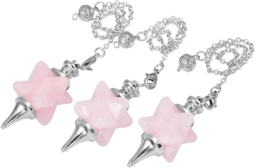 Miniatura 5 de SUNYIK Stone Merkaba Star Pendulum, Crystal Point Healing Reiki Dowsing Wicca Herramienta de adivinación Rosado