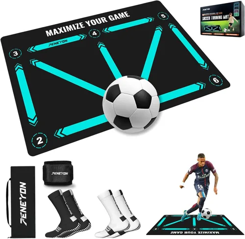 Miniatura 9 de Soccer Training Equipment,Soccer Training Mat Improve Strength,Agility and Coordination,Anti-Slip Silent Absorption Soccer Footwork Training