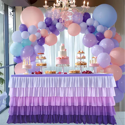 Miniatura 15 de Falda de mesa azul tutú mantel para fiesta bajo el mar decoraciones de Frozen revelación de género cumpleaños elefante baby shower 1.8m (6 pies)